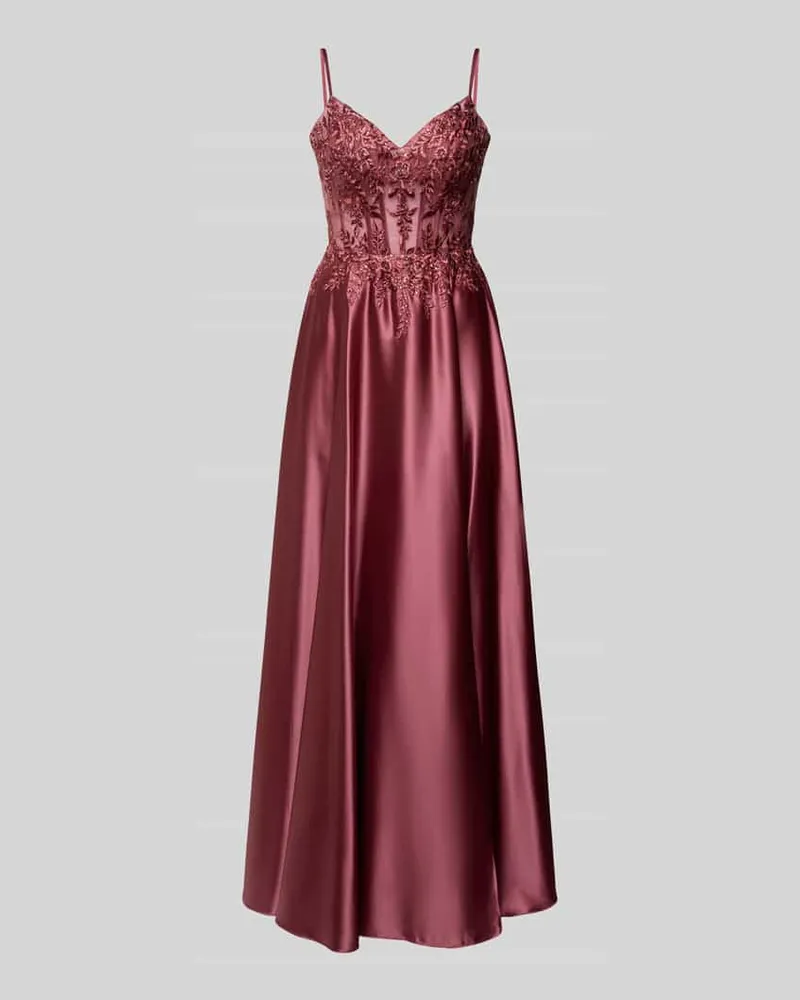 LUXUAR Regular Fit Abendkleid mit floralem Spitzenbesatz Rostrot