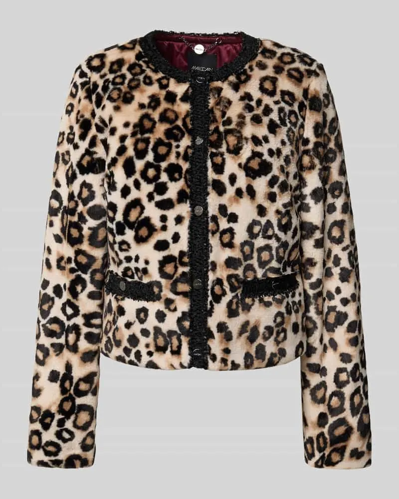 Marc Cain Jacke aus Kunstfell mit Rundhalsausschnitt Camel