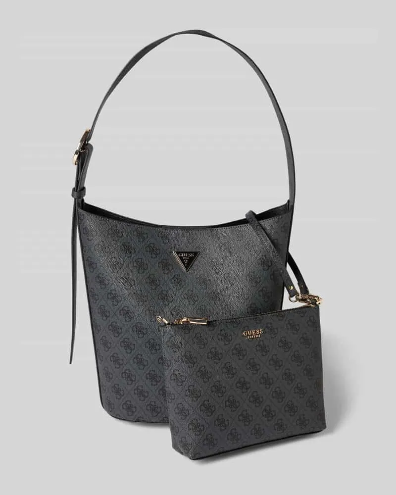 Guess Handtasche mit Logo-Muster Modell 'MERIDIAN II Black