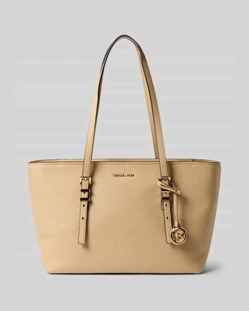Michael Kors Tote Bag aus echtem Leder mit Logo-Applikation Modell 'Quinn Beige