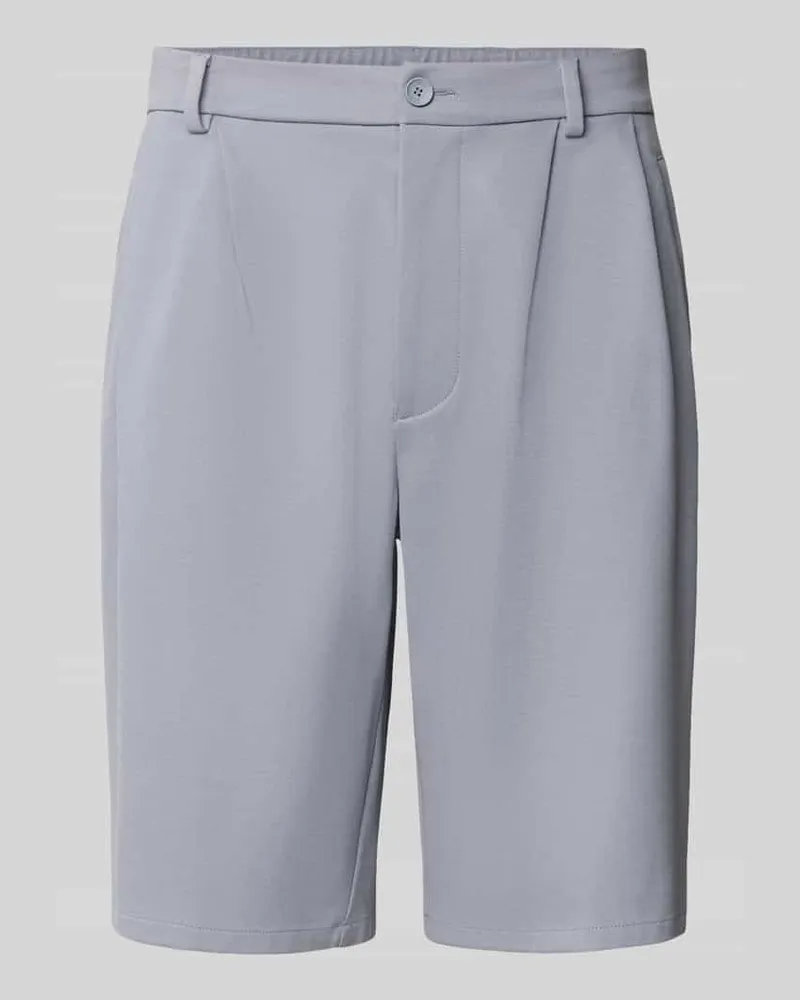 HUGO BOSS Relaxed Fit Bermuda aus Viskose-Mix Modell 'SH_UNION PLEAT Rauchblau