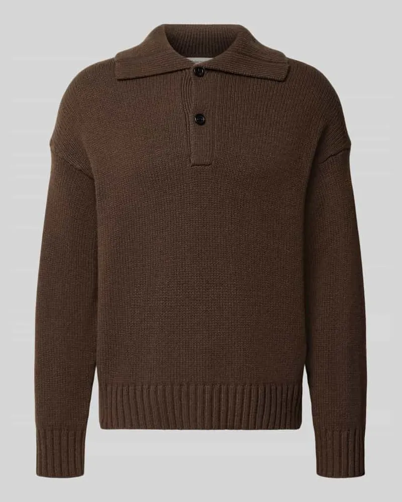 Selected Pullover mit Polokragen Schoko