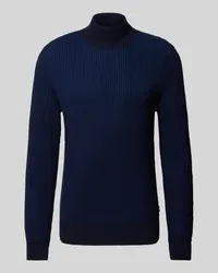 HUGO BOSS Strickpullover mit gerippten Abschlüssen Marine