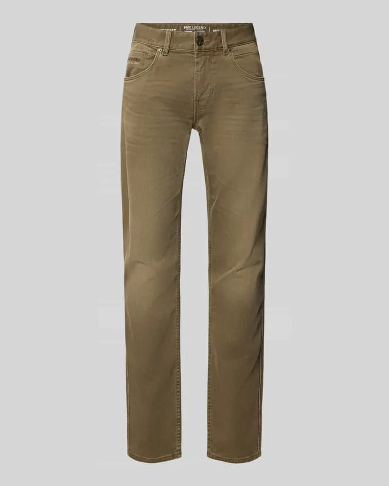 PME Legend Regular Fit Jeans mit Label-Stitching Modell 'Nightflight Oliv