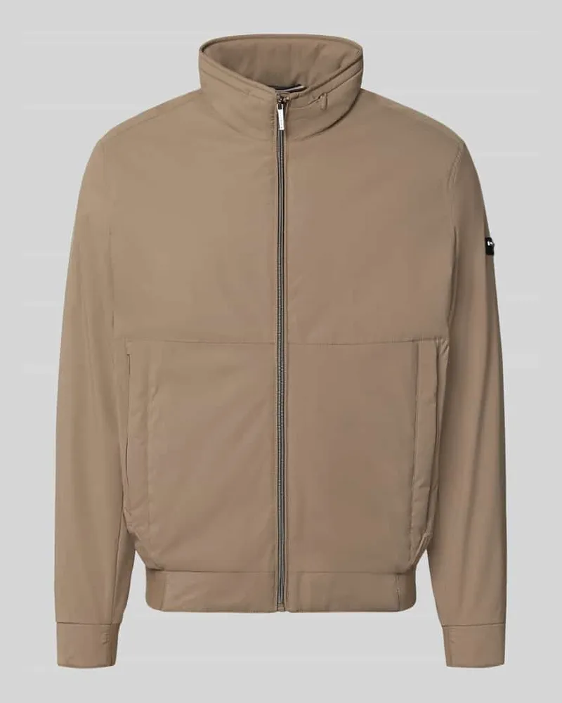 Bugatti Regular Fit Jacke mit Stehkragen Beige