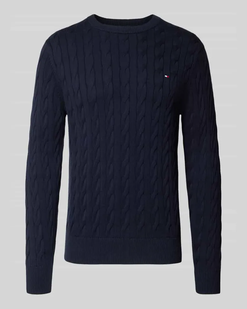 Tommy Hilfiger Regular Fit Strickpullover aus reiner Baumwolle Marine