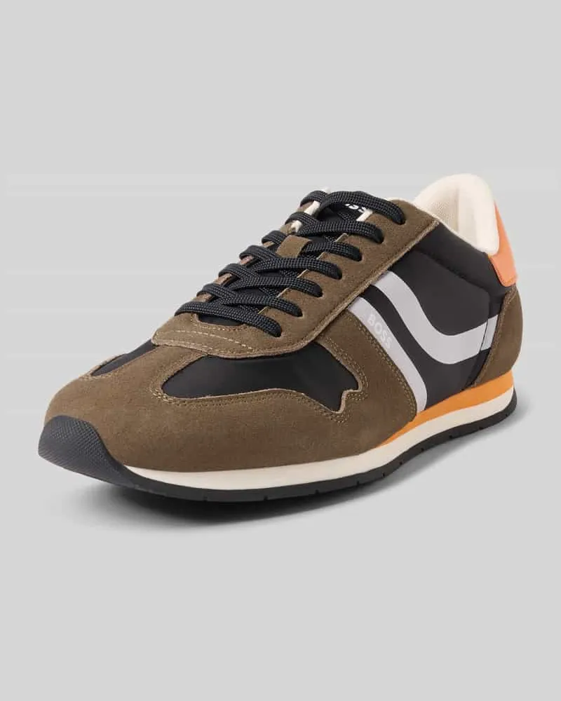 HUGO BOSS Low Top Sneaker mit Label-Print Modell 'LEVON_RUNN_NYMI Taupe