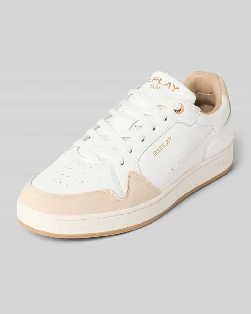 Replay Ledersneaker mit Label-Prints Modell 'SMASH CHOICE Weiss