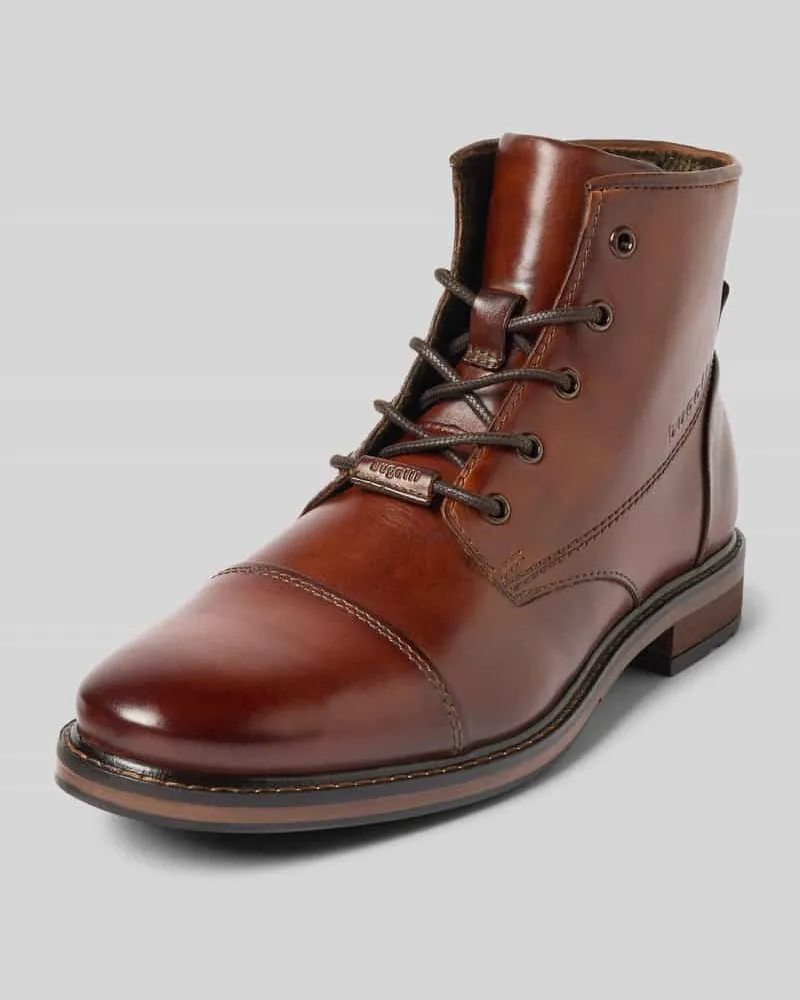 Bugatti Boots aus Leder mit Reißverschluss Modell 'Marcello I Cognac