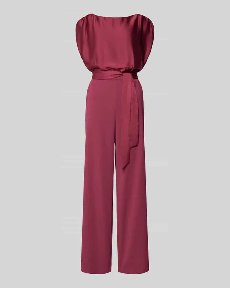 Swing Jumpsuit mit Bindegürtel Dunkelrot