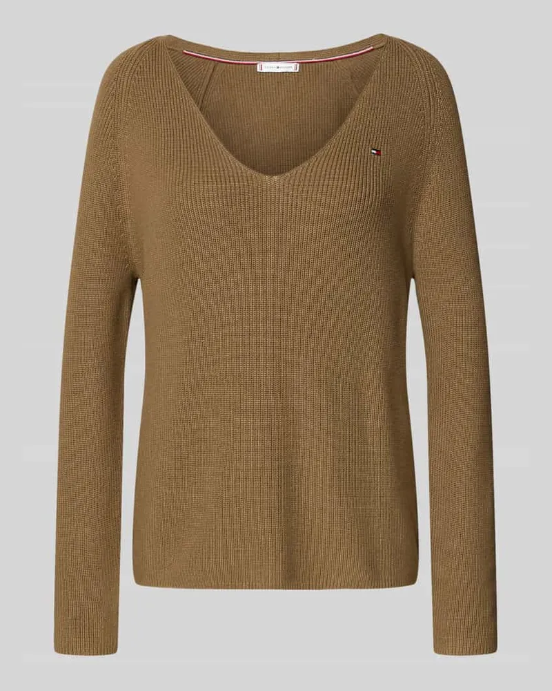 Tommy Hilfiger Regular Fit Strickpullover aus reiner Baumwolle Taupe