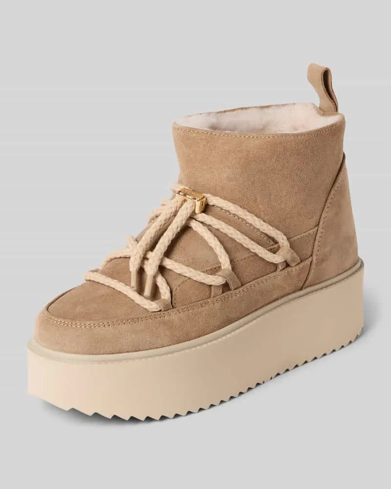 INUIKII Boots aus Leder mit Plateausohle Modell 'CLASSIC LOW PLATFORM Beige