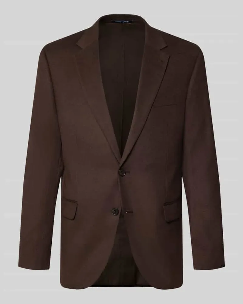 Christian Berg Slim Fit 2-Knopf-Sakko mit Pattentaschen Dunkelbraun