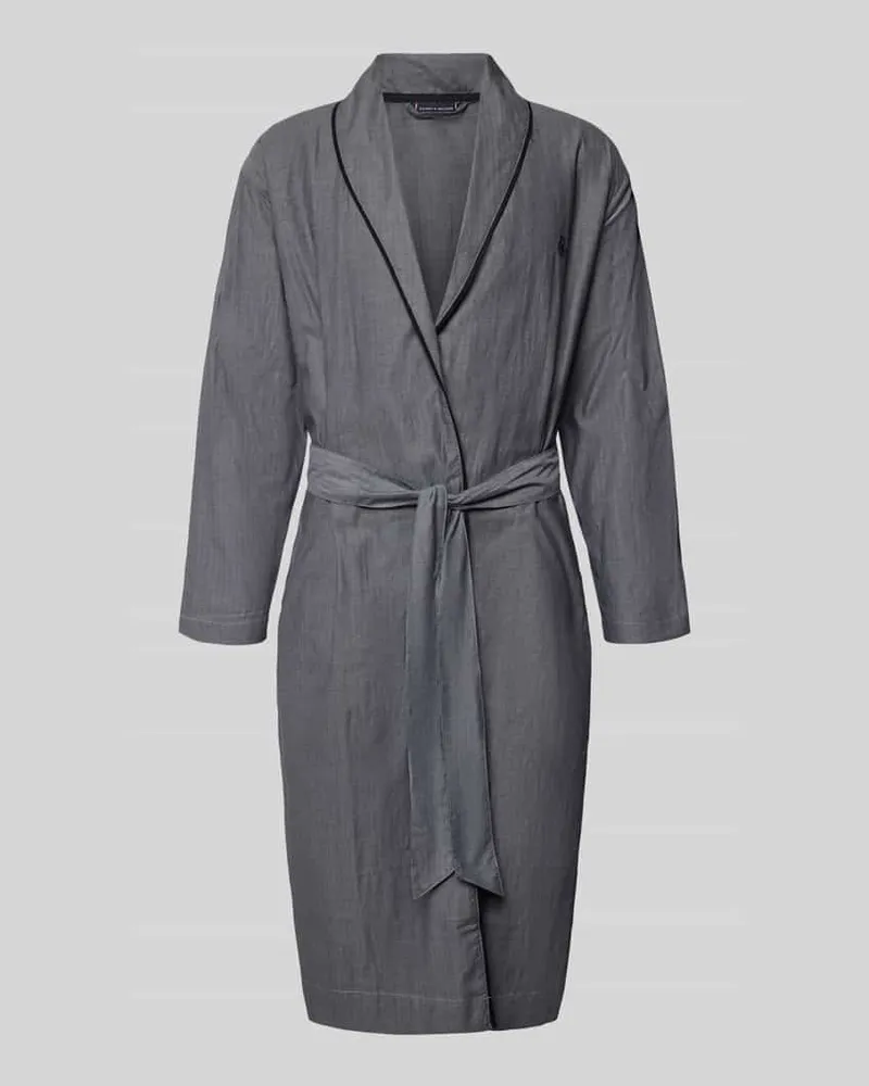 Tommy Hilfiger Regular Fit Bademantel aus reiner Baumwolle Graphit