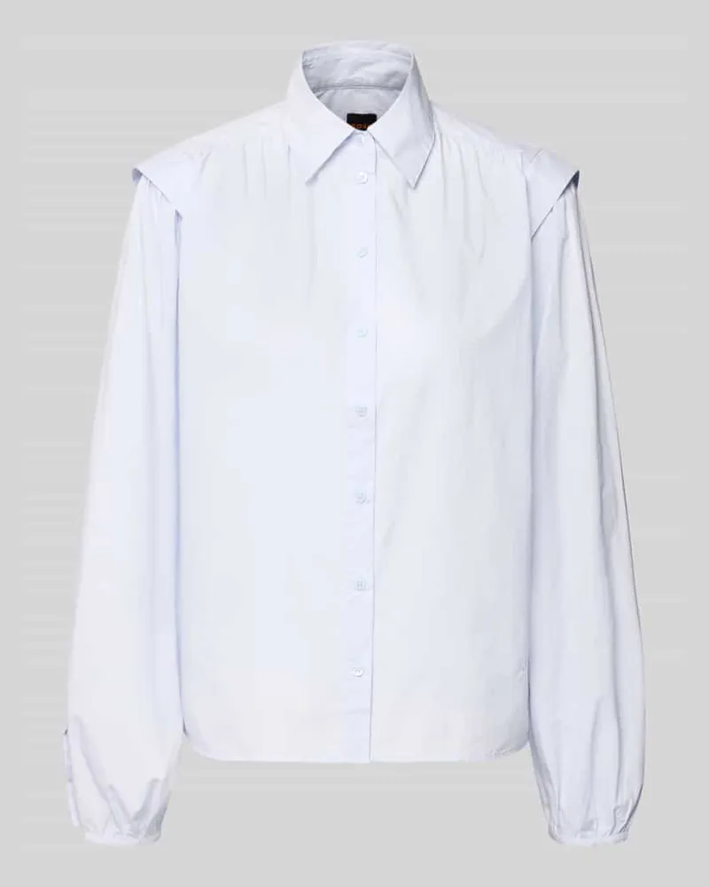 HUGO BOSS Regular Fit Langarmbluse aus reiner Baumwolle Modell 'C_BOSALLY Hellblau