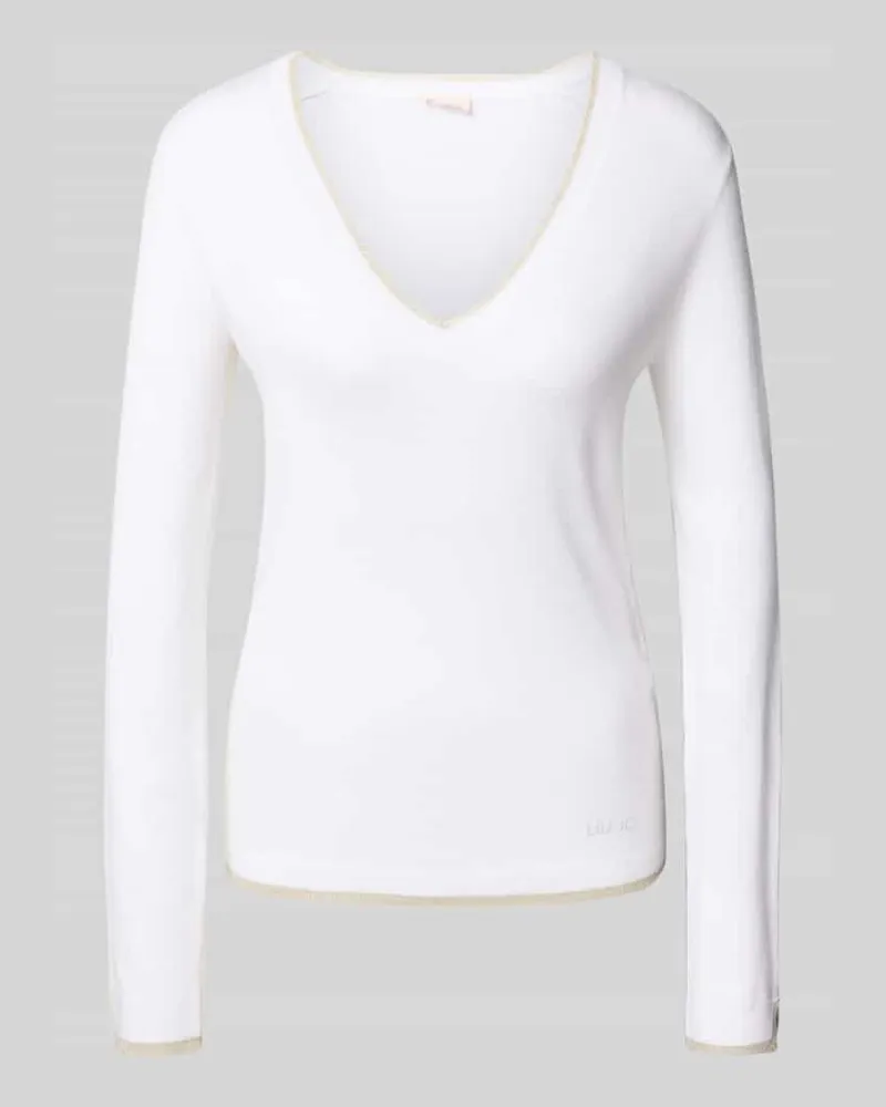 Liu Jo Pullover mit V-Ausschnitt und Effektgarn Offwhite