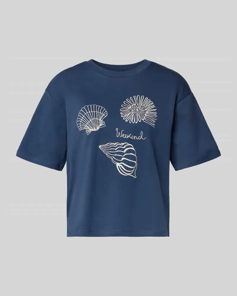 Max Mara Regular Fit T-Shirt aus reiner Baumwolle Modell 'SABATO Dunkelblau
