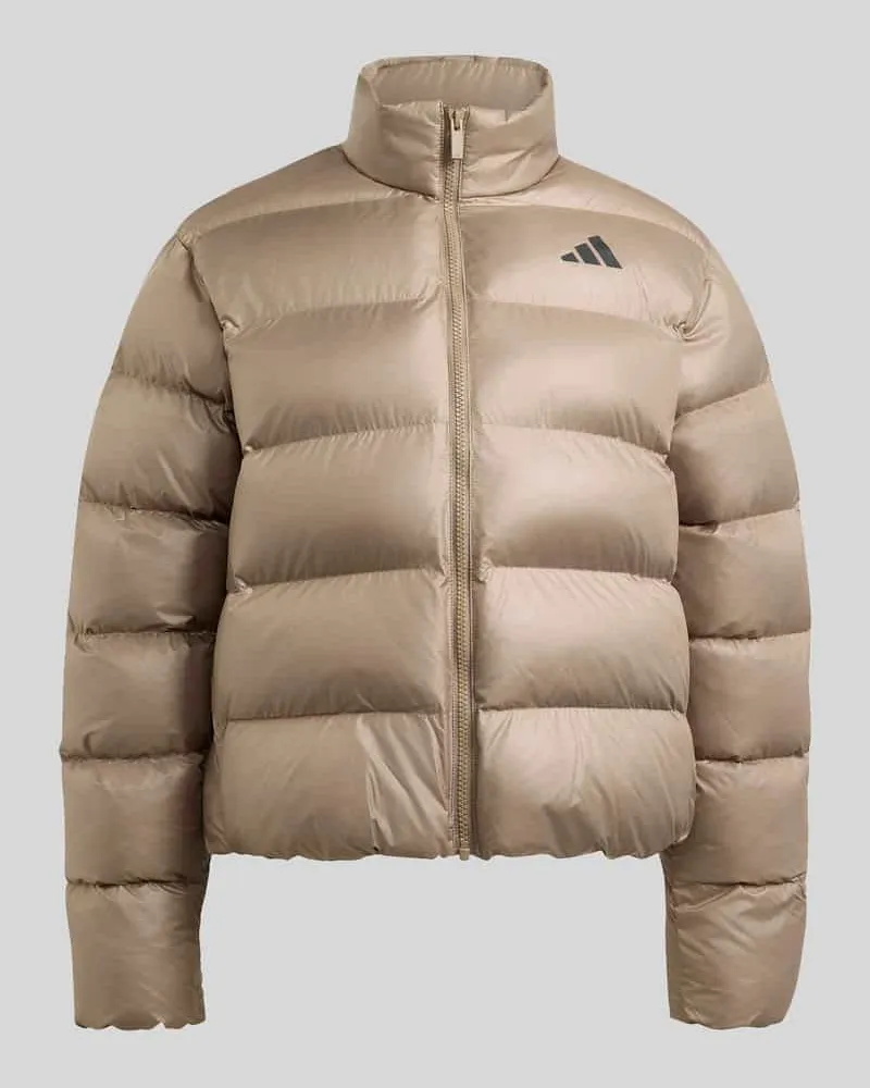 adidas Regular Fit Steppjacke mit Logo-Print Taupe
