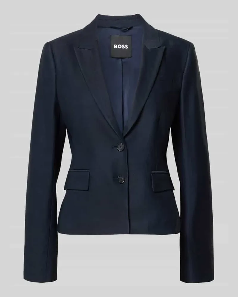 HUGO BOSS Slim Fit Kurzblazer aus Viskose-Lyocell-Mix Modell 'Jia18 Marine