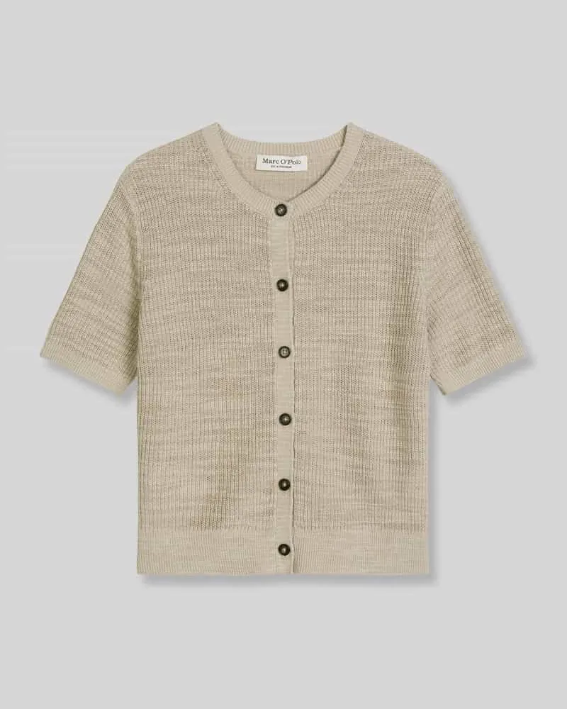 Marc O'Polo Loose Fit Strickjacke aus Baumwolle-Leinen-Mix Sand