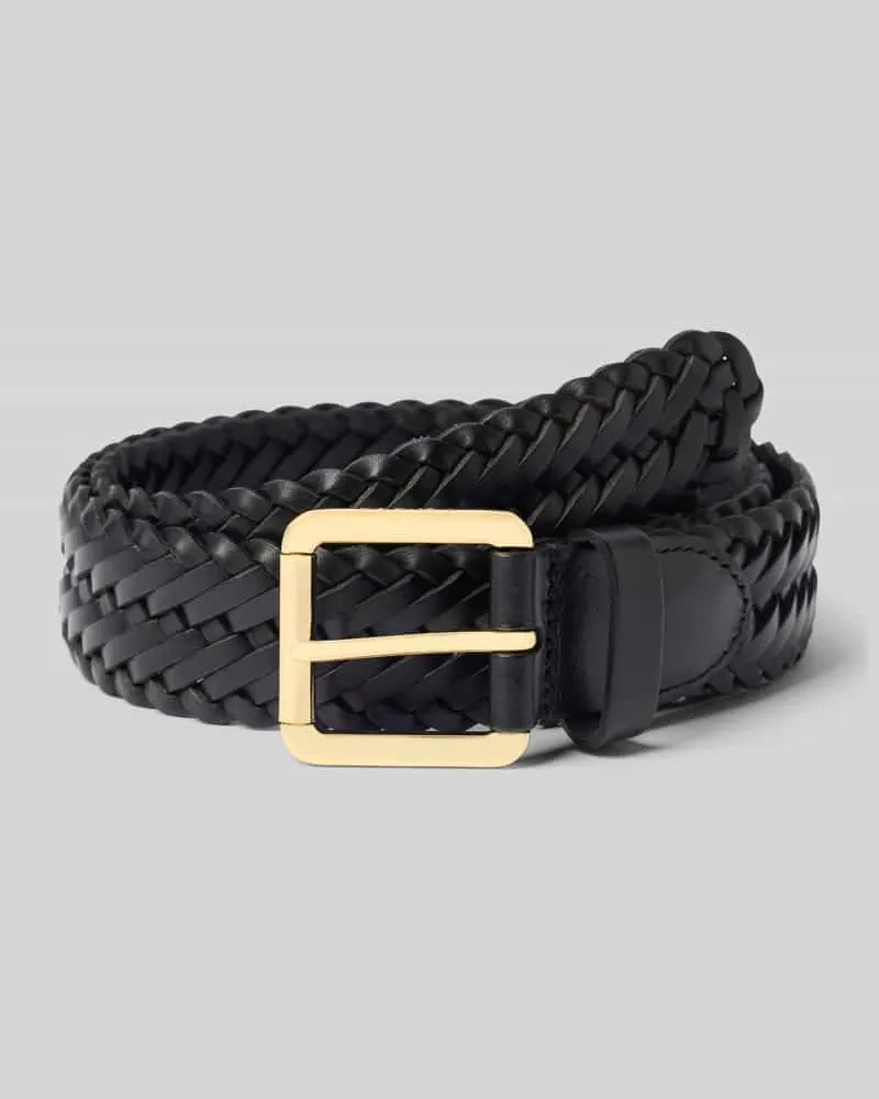 Ralph Lauren Ledergürtel in Flechtoptik mit Dornschließe Black