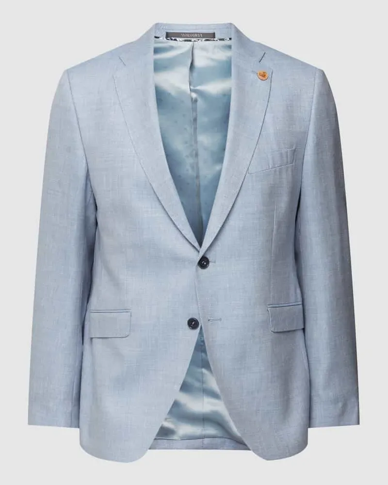 Wilvorst Regular Fit 2-Knopf-Sakko aus Woll-Leinen-Mix mit Seide-Anteil Hellblau