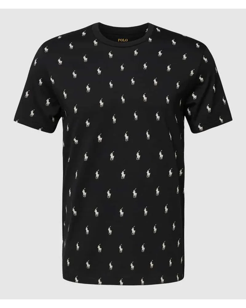 Ralph Lauren T-Shirt mit Logo-Muster Modell 'LIQUID COTTON Black