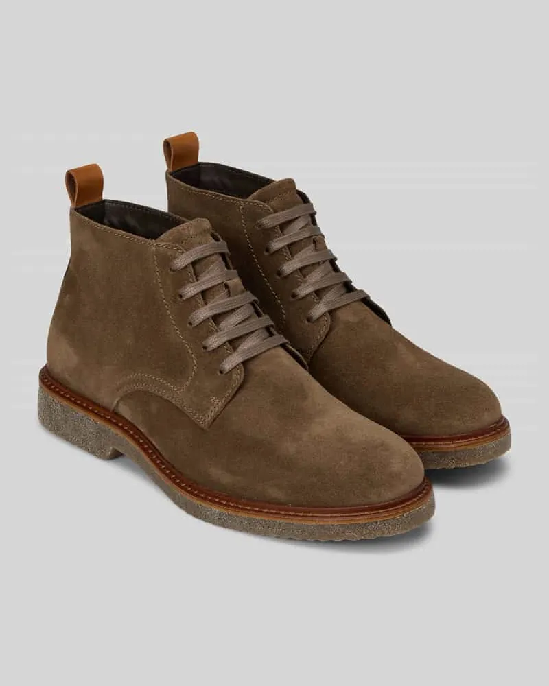 Marc O'Polo Boots aus Rindvelours mit Kreppsohle Taupe