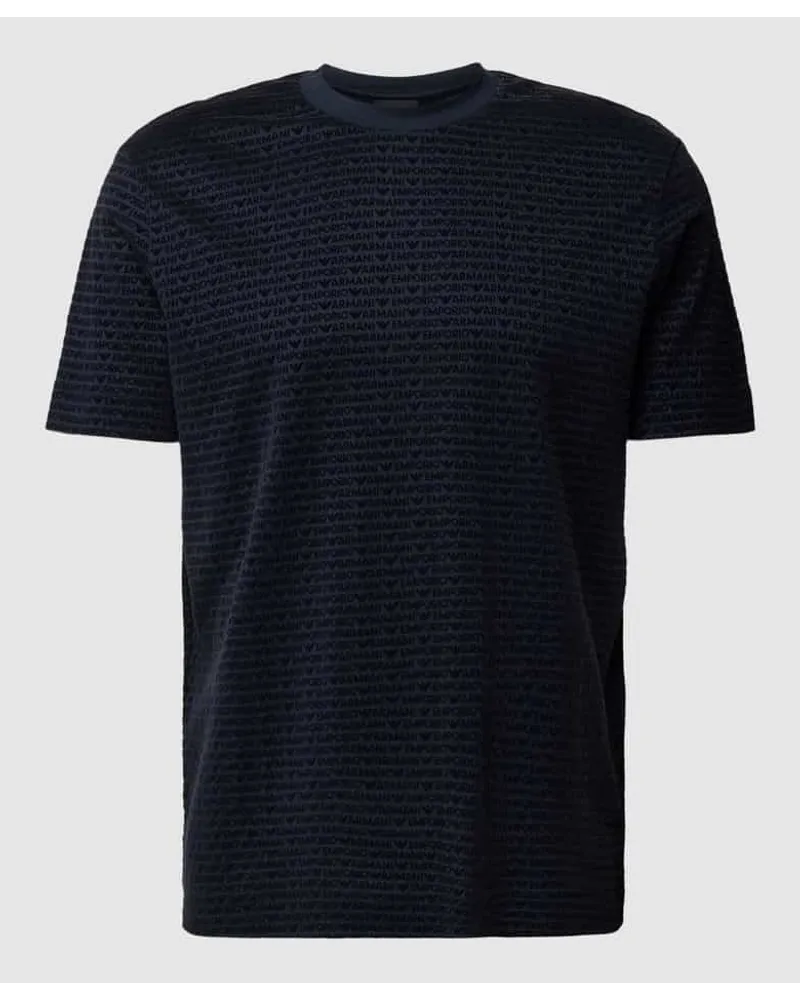 Emporio Armani T-Shirt mit Allover-Label-Motiv Marine