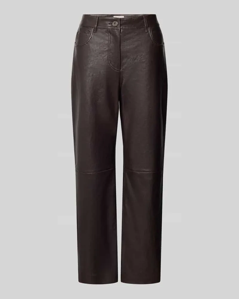 Max Mara Lederhose aus Lammnappa Dunkelbraun