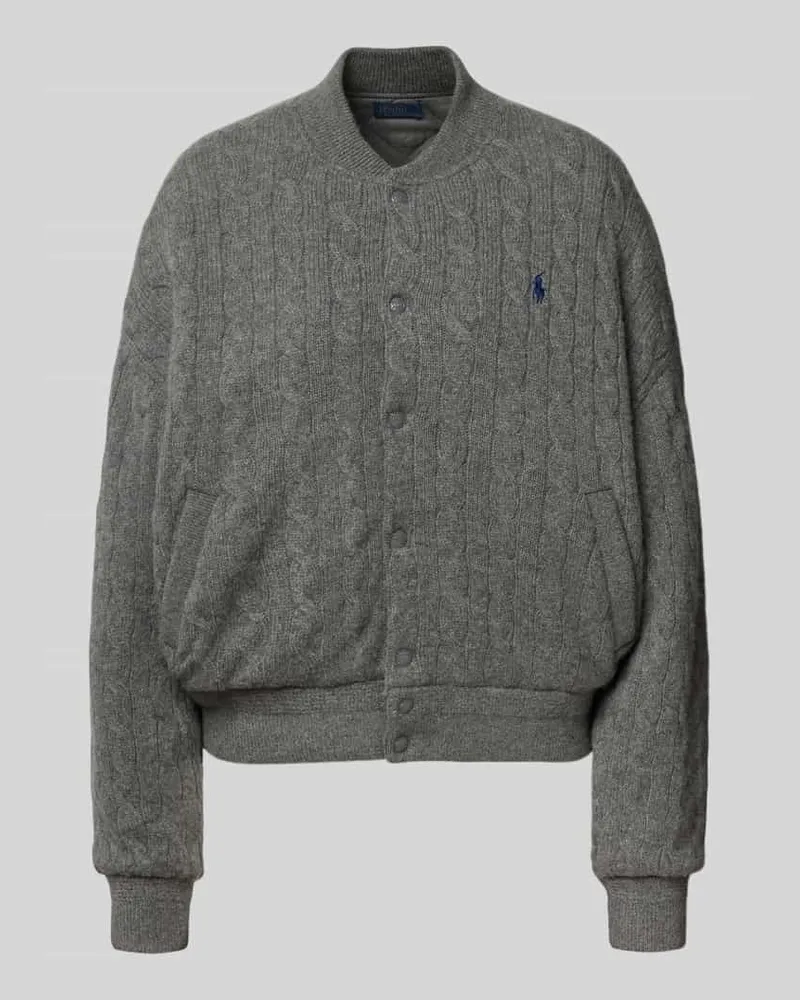 Ralph Lauren Regular Fit Bomberjacke mit Kaschmir-Anteil in Strick-Optik Graphit