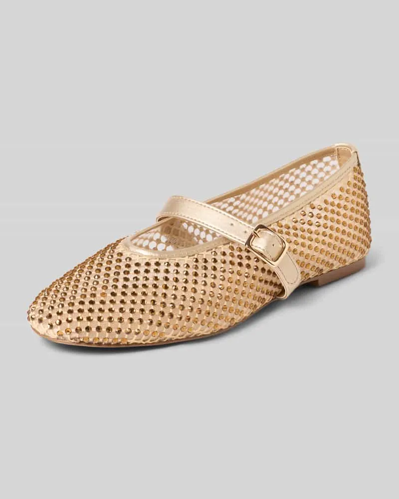 Inuovo Ballerina aus Mesh mit Ziersteinbesatz Modell 'Mary Gold