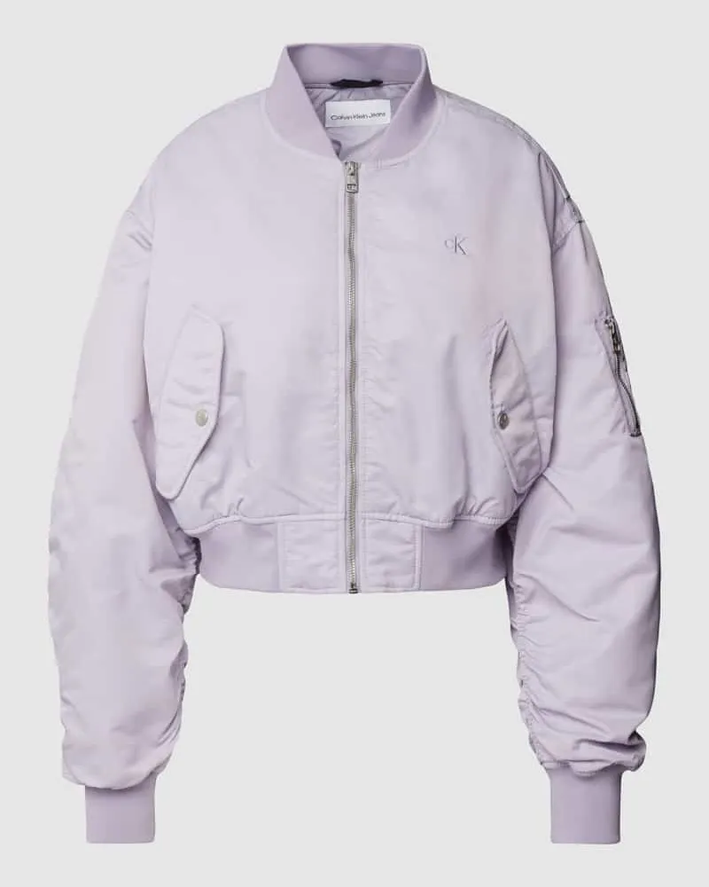 Calvin Klein Bomberjacke mit Label-Stitching Flieder