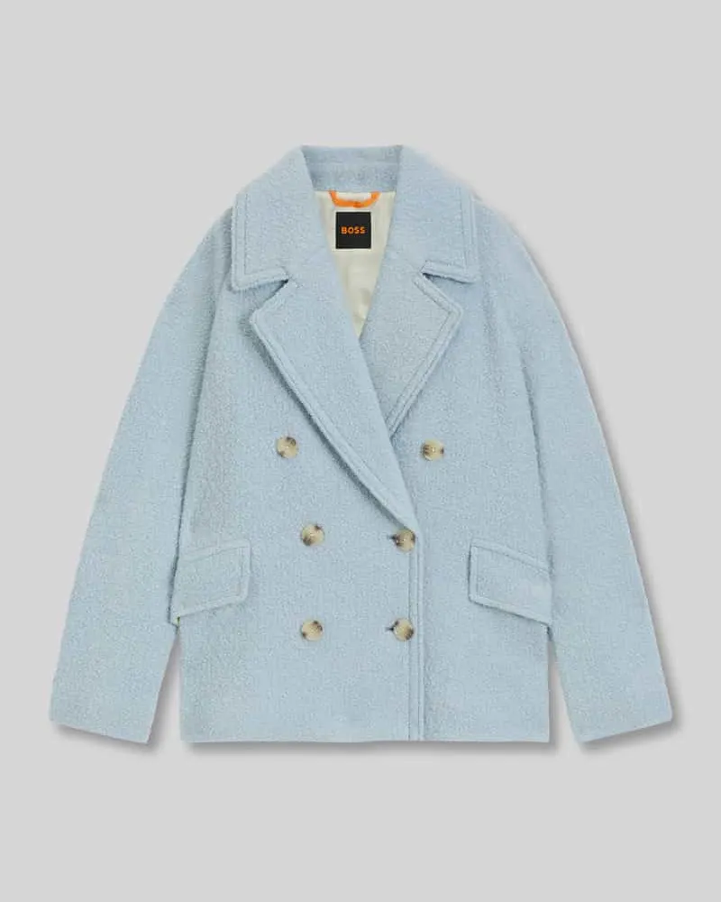 HUGO BOSS Boxy Fit Caban-Mantel mit Woll-Anteil Modell 'CABANI Hellblau