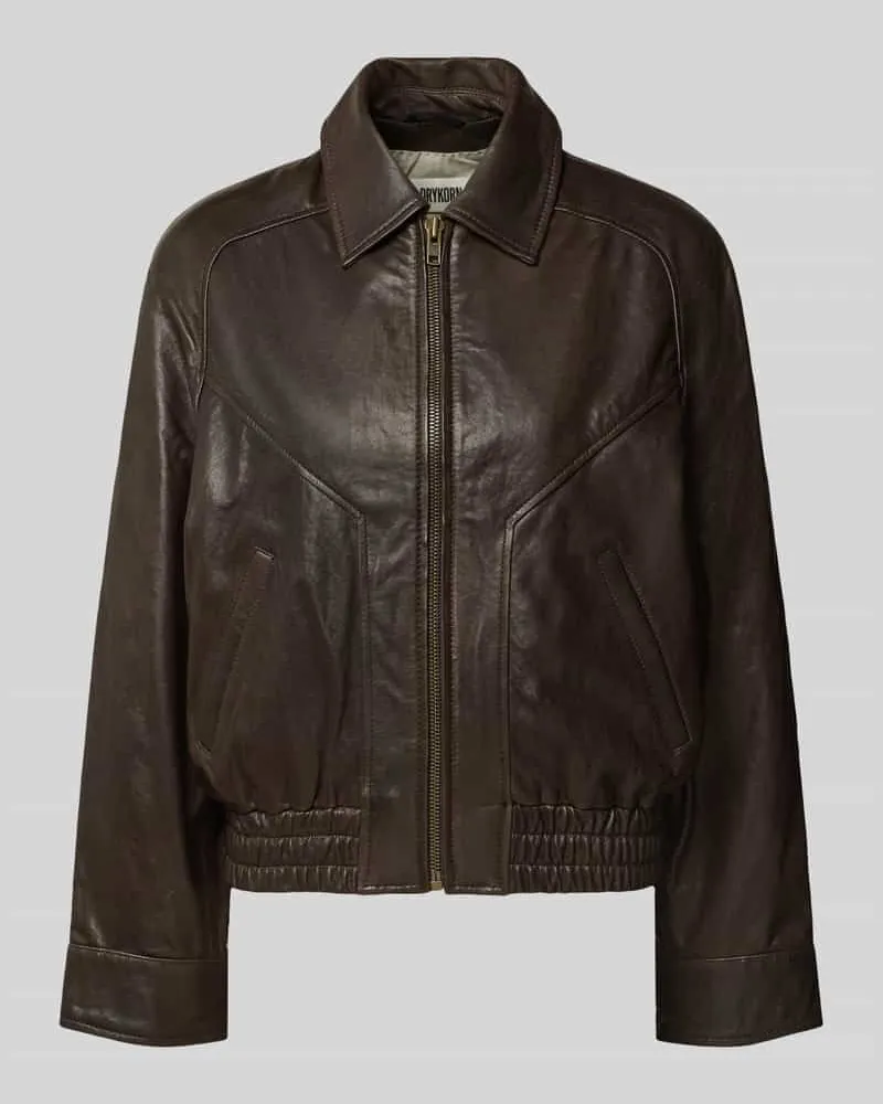 Drykorn Lederjacke mit Reißverschluss Modell 'PATNEY Dunkelbraun
