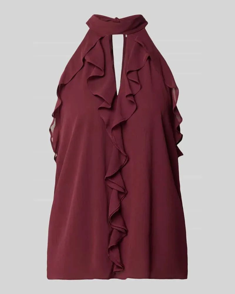 Vera Mont Top mit Volants und Neckholder Dunkelrot