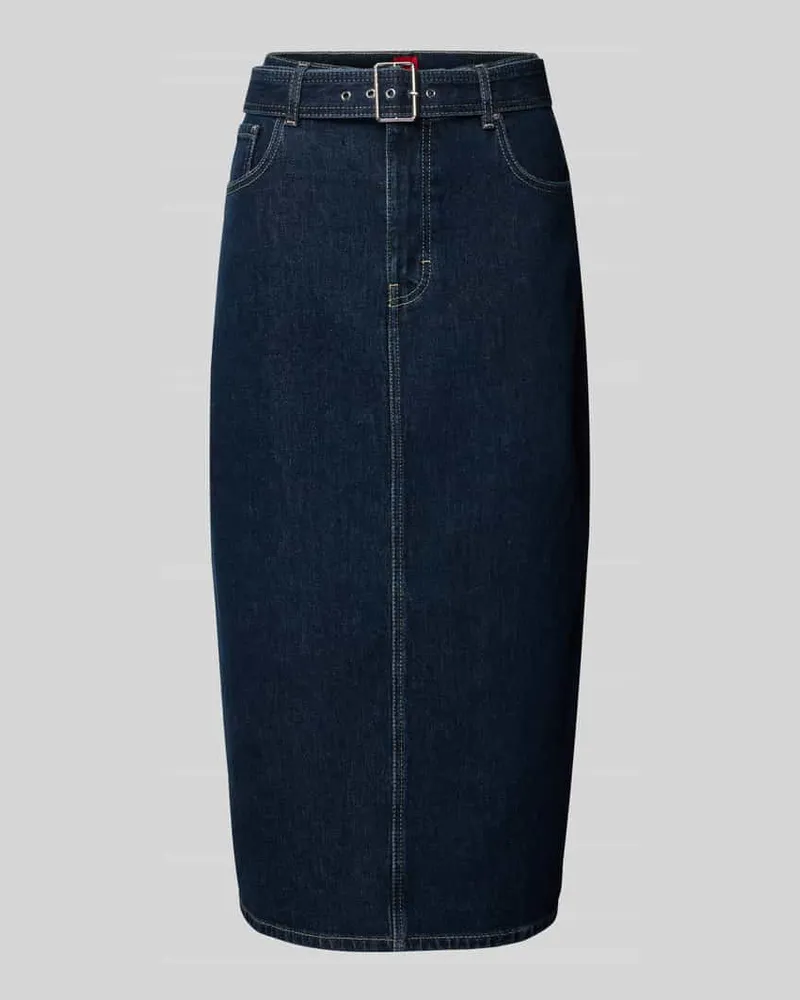 HUGO BOSS Midirock in Denim-Optik Modell 'Gatje Dunkelblau