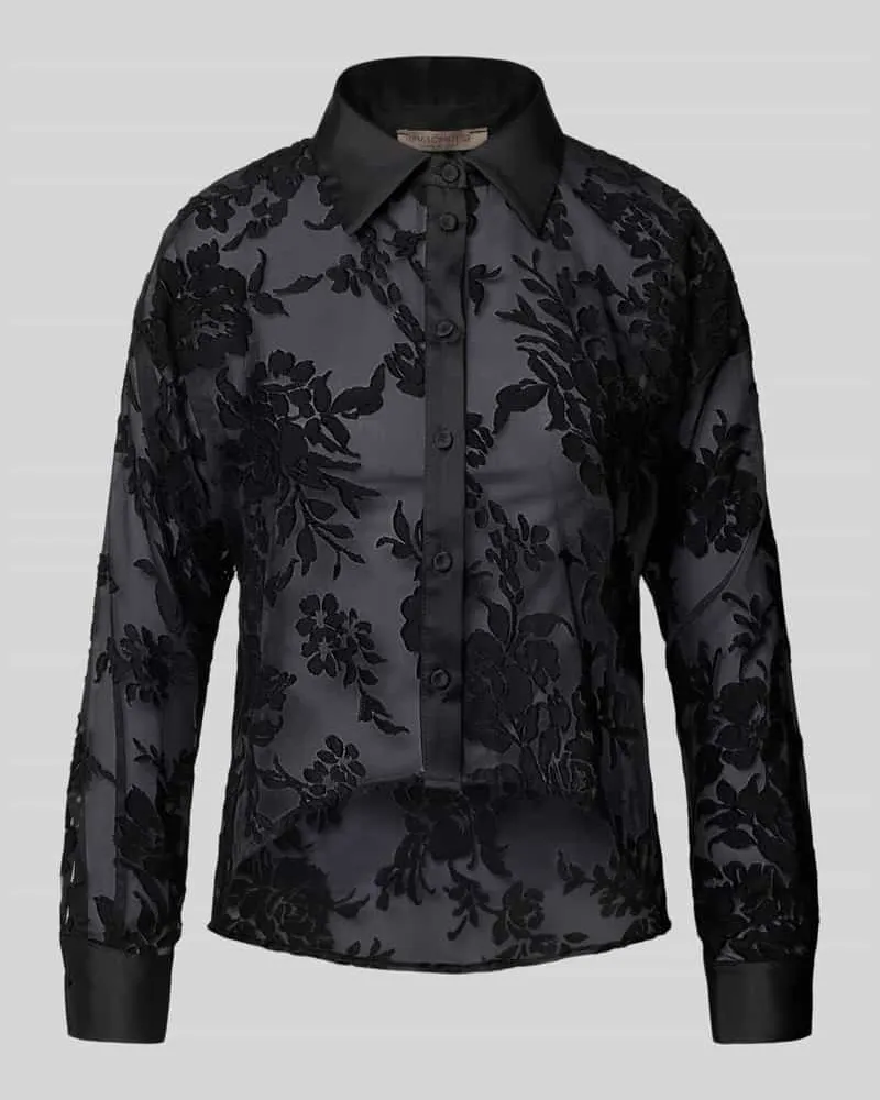 Rinascimento Hemdbluse im semitransparenten Look Black