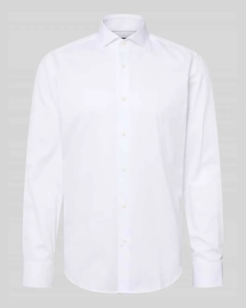 HUGO BOSS Regular Fit Businesshemd aus reiner Baumwolle Modell 'H-Joe-SP-C1 Weiss