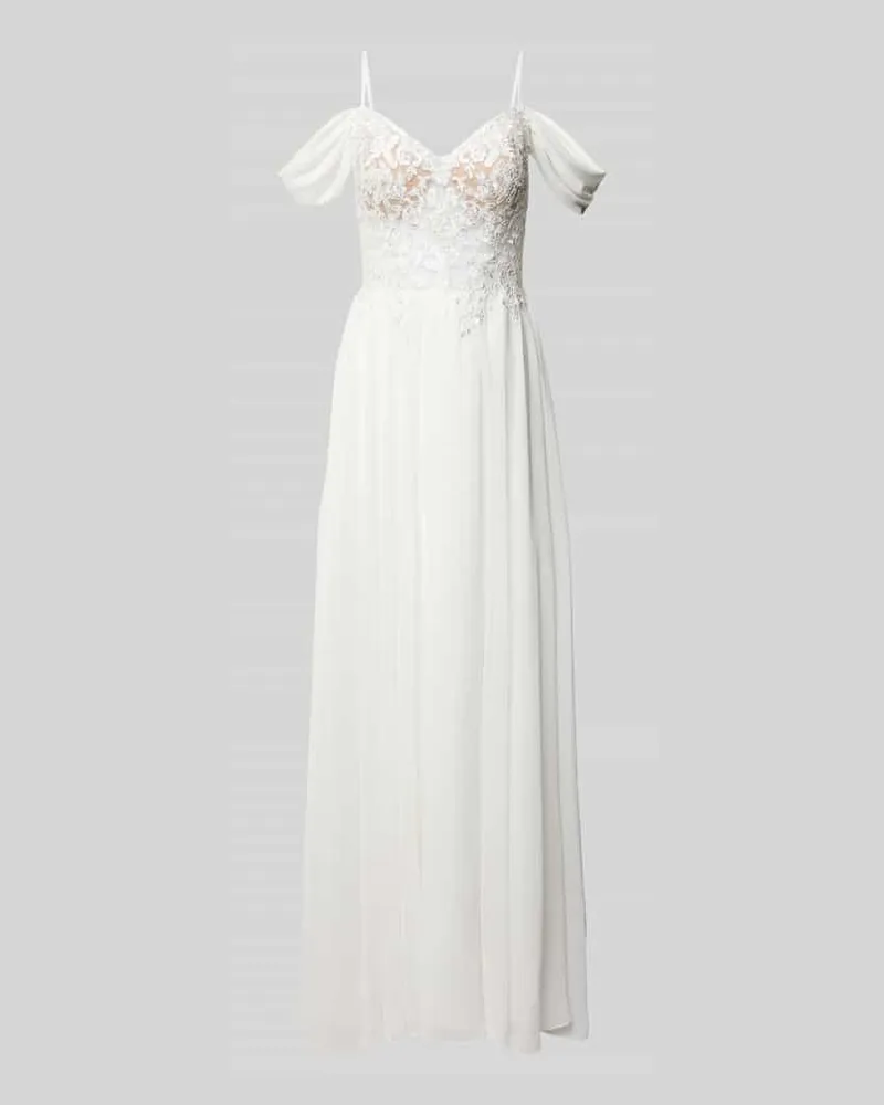 LUXUAR Abendkleid mit Spitzenbesatz Offwhite