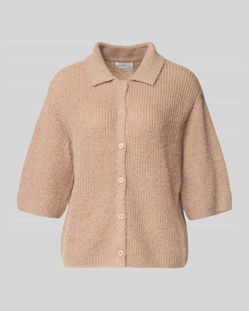 Fynch-Hatton Strickcardigan mit Umlegekragen Hellbraun