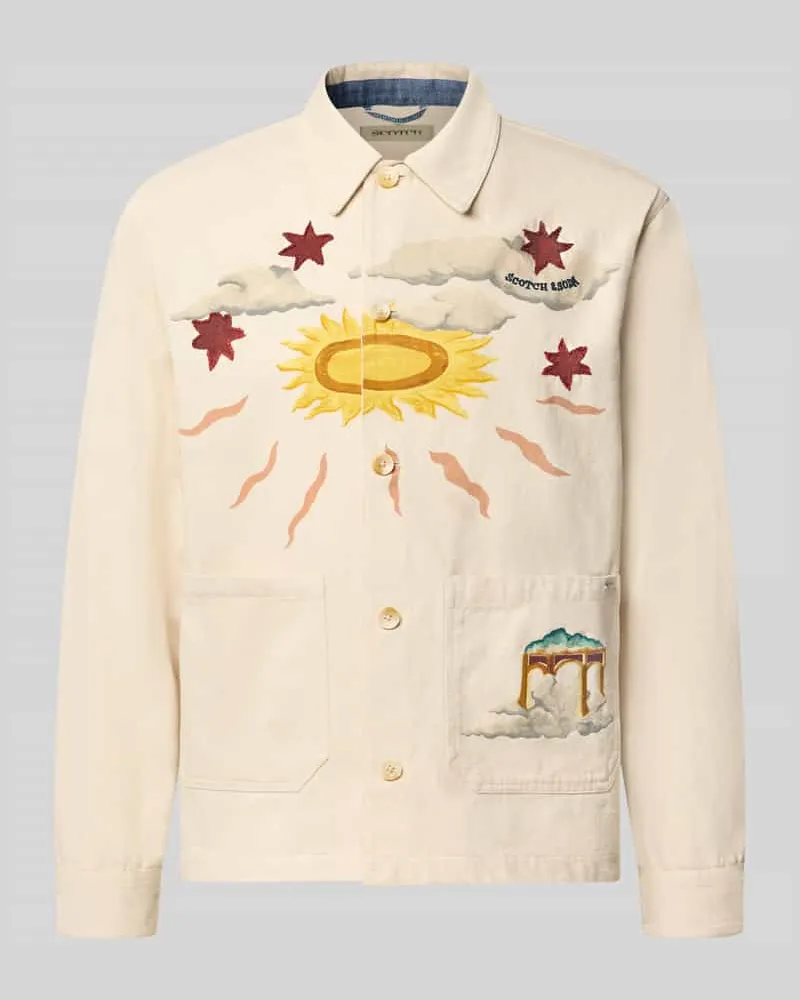 Scotch&Soda Regular Fit Overshirt mit Motiv-Prints- und -Applikationen Offwhite