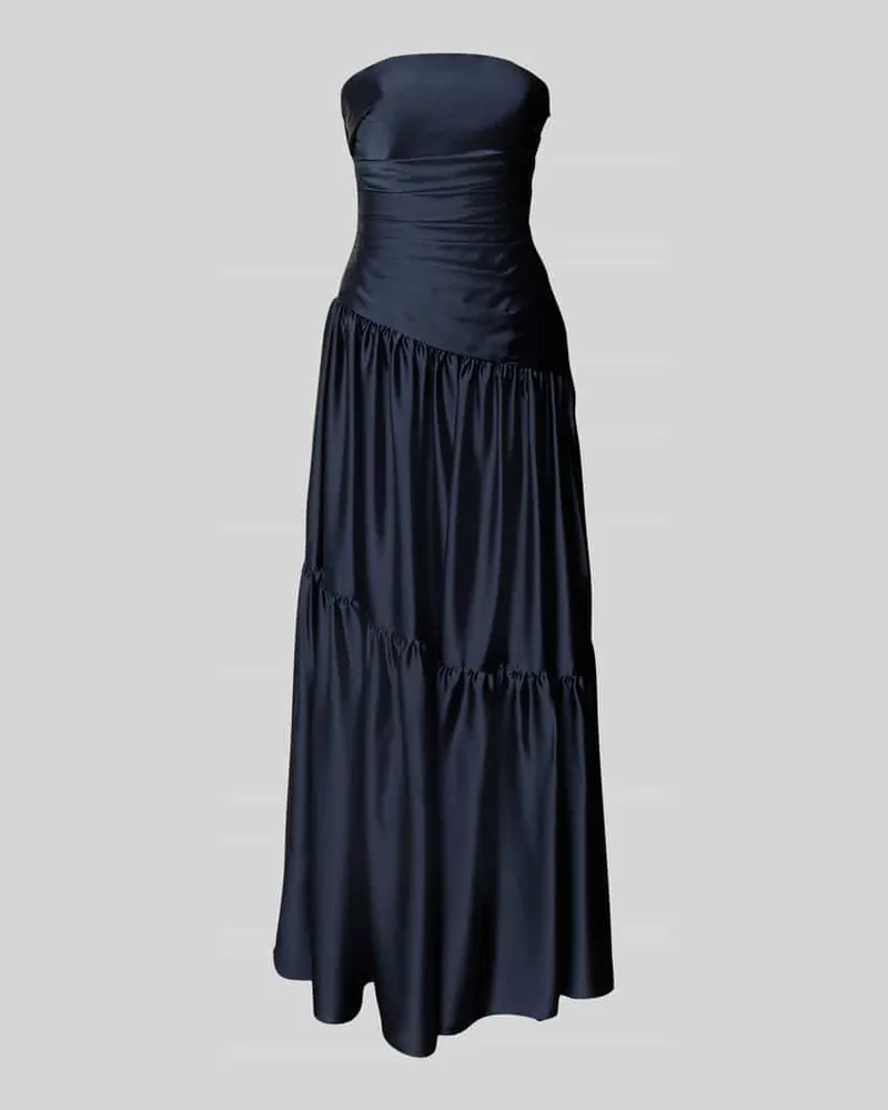 LUXUAR Abendkleid mit Raffungen und Volantsaum Dunkelblau