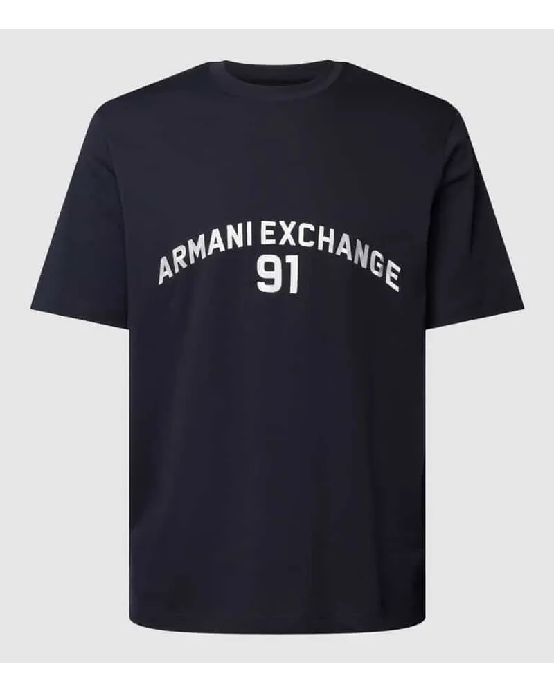 Armani Exchange T-Shirt mit Label-Print Dunkelblau