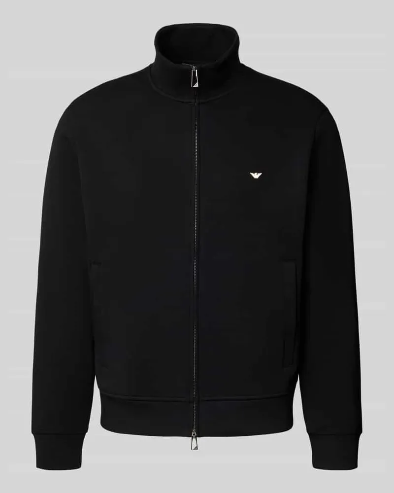 Emporio Armani Regular Fit Sweatjacke mit Logo-Stitching Black