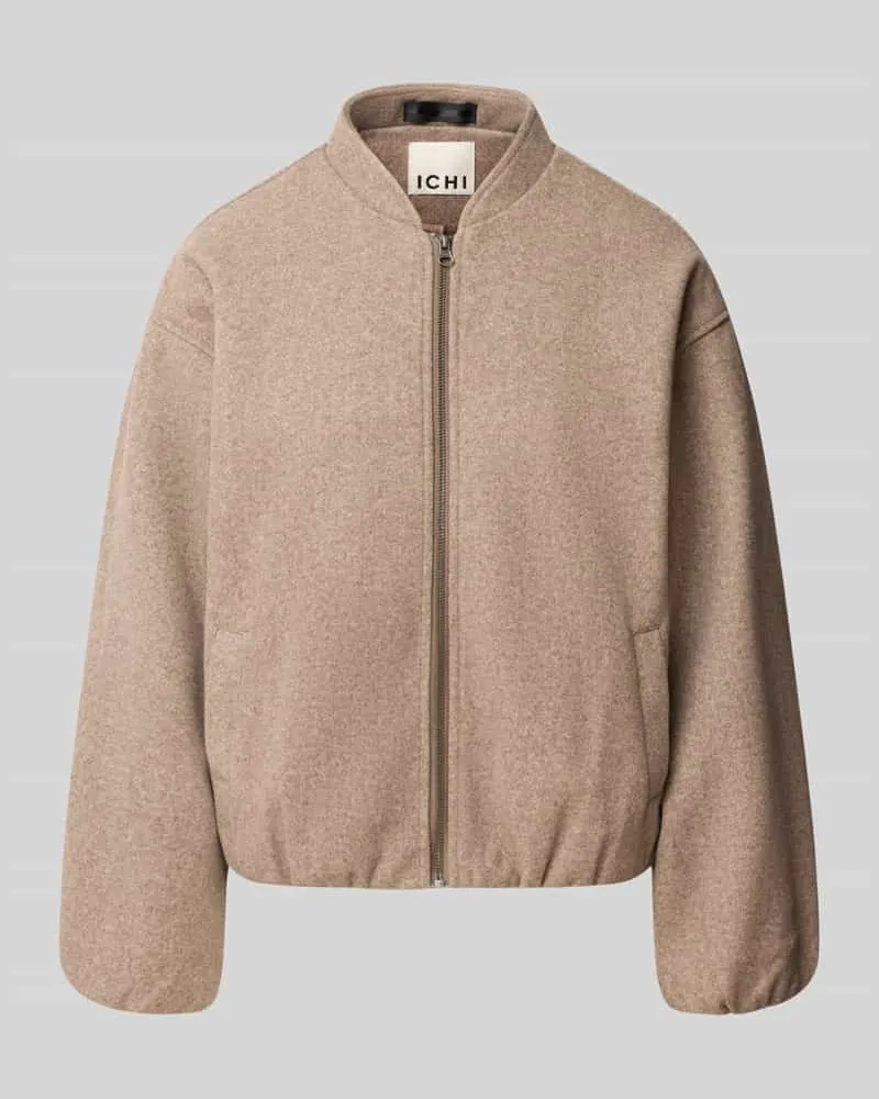 ICHI Jacke mit Stehkragen und Reißverschluss Modell 'JANNET Taupe