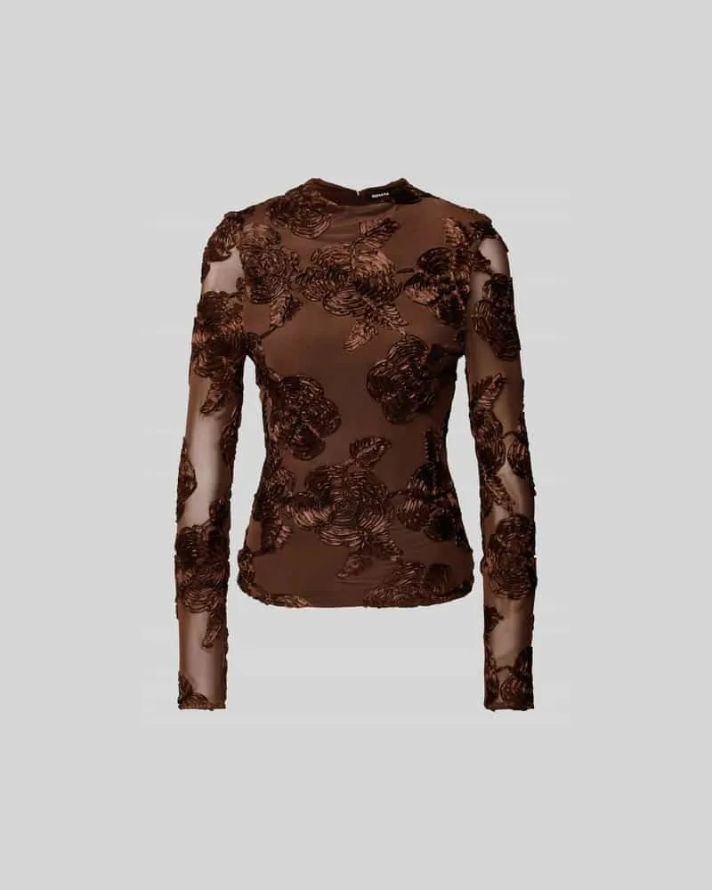 ROTATE Birger Christensen Longsleeve mit Zierbesatz Mittelbraun