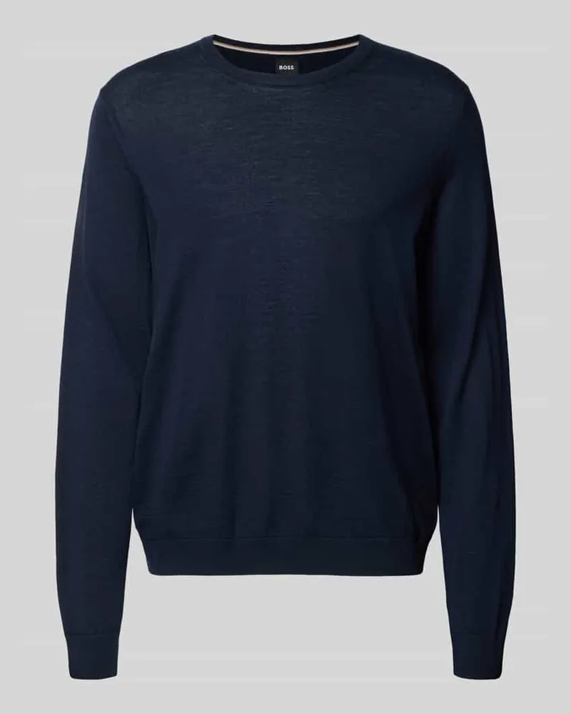 HUGO BOSS Longsleeve aus Schurwolle Modell 'Leno Dunkelblau