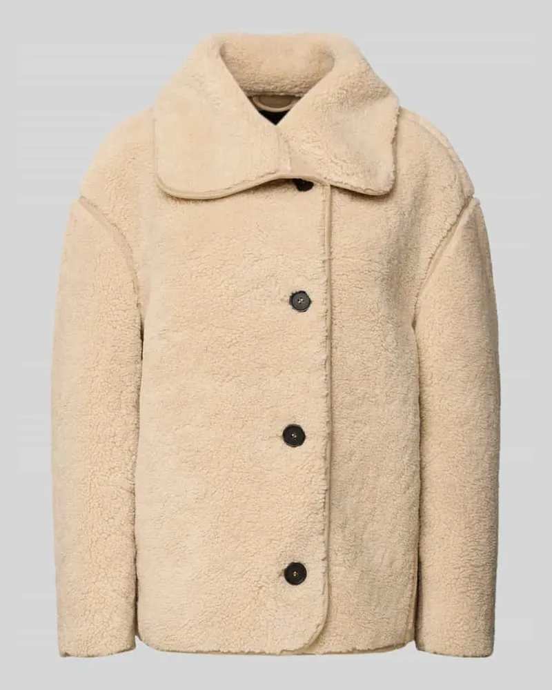 OPUS Jacke aus Teddyfell mit Knopfleiste Modell 'Hafine Beige