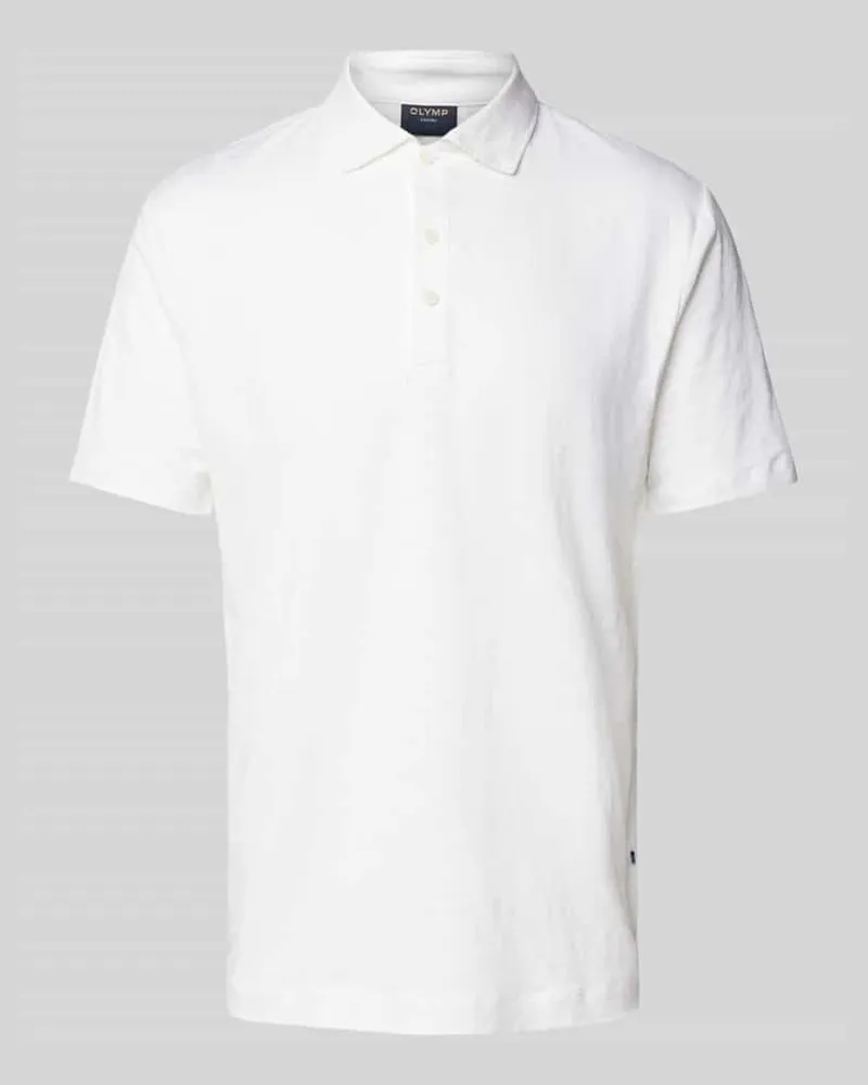 Olymp Regular Fit Poloshirt aus Leinen-Elasthan-Mix Weiss